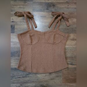 Free People Women's Copper Sunflower Tie Strap Bow Cami Tank Top Size Medium